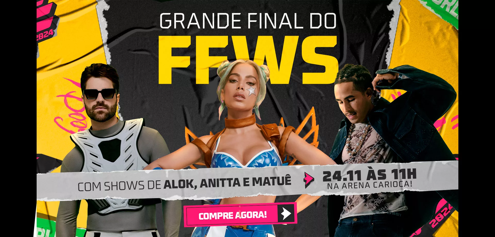 Alok, Anitta e Matuê fazem show na capa da Grande Final de Free Fire