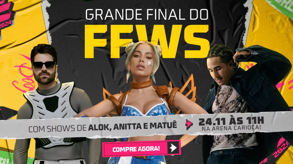 Alok, Anitta e Matuê fazem show na capa da Grande Final de Free Fire