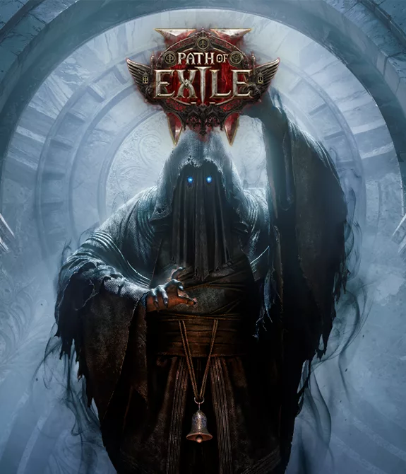 Path of Exile 2 com imagem de figura sinistra em um local com arquitetura grandiosa.
