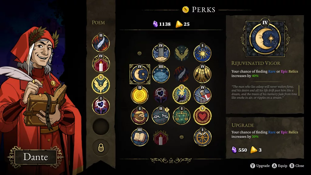 Dante o escritor fazendo a "venda" de perks para personagem.