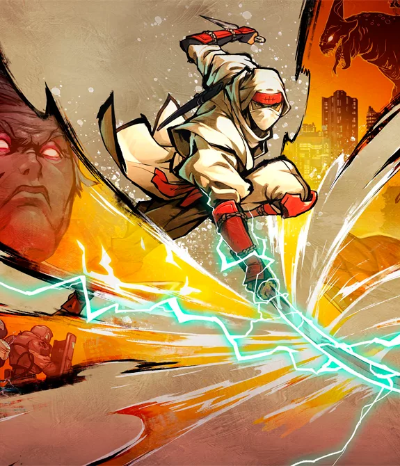 Capa de Shinobi: Art of Vengeance com o ninja branco cortando a tela e inimigos diversos ao fundo.