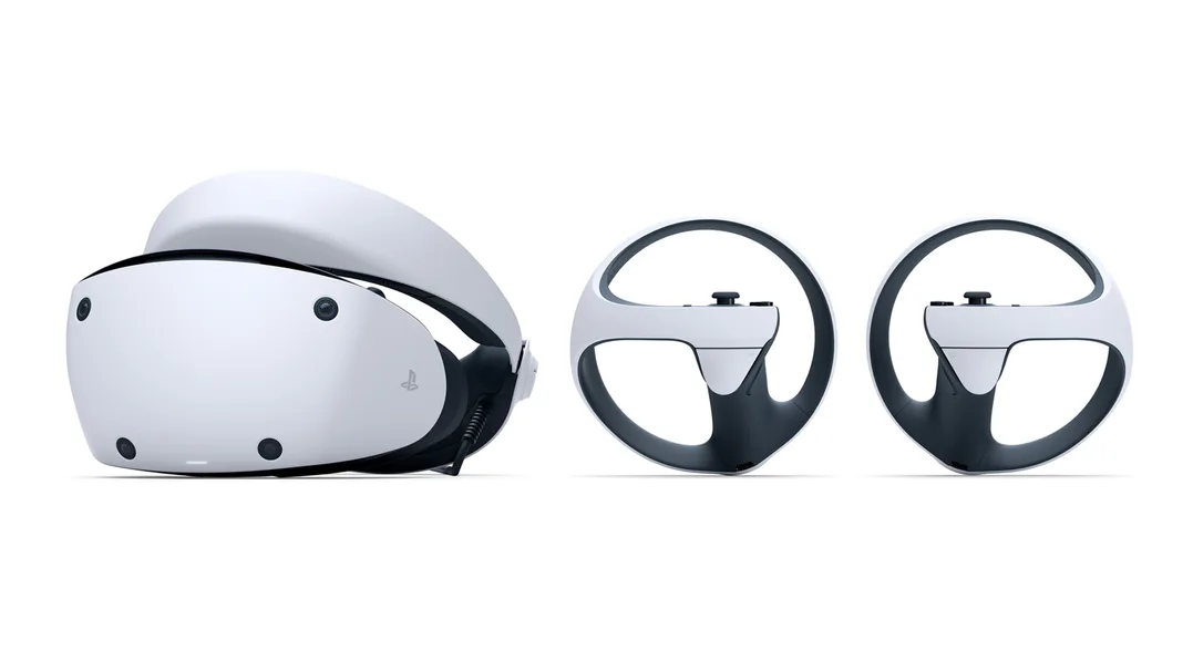 Headset e controles do PSVR2