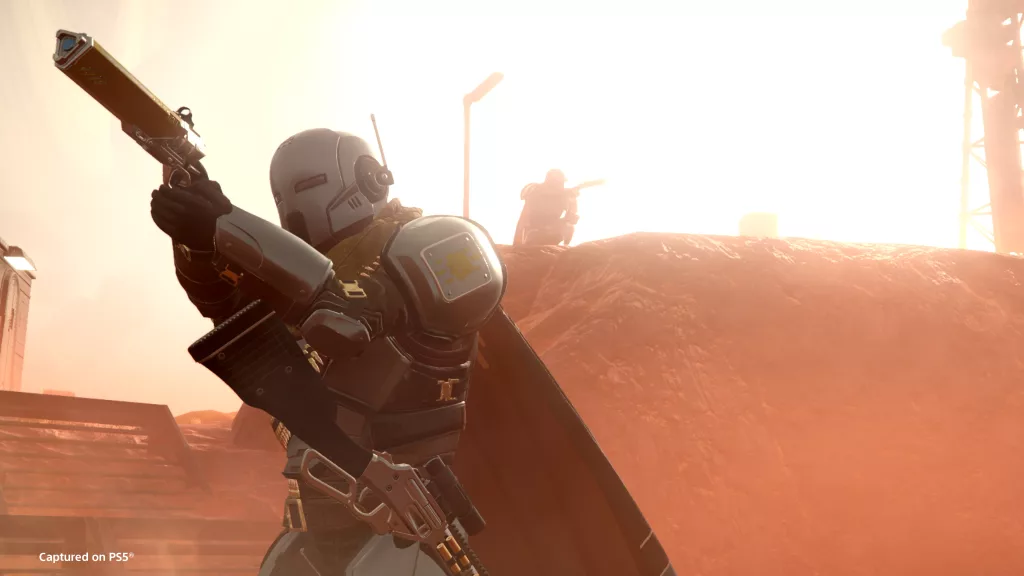 Soldados de Helldivers 2 com equipamento de Fronteiras da Justiça.