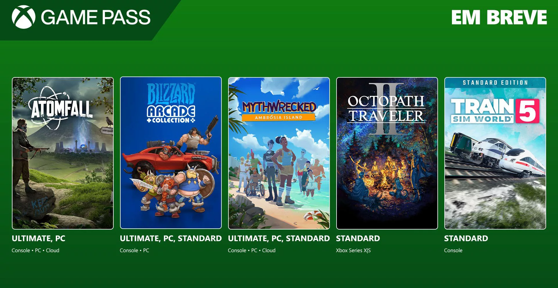 Jogos que entrarão no catálogo do Xbox Game Pass