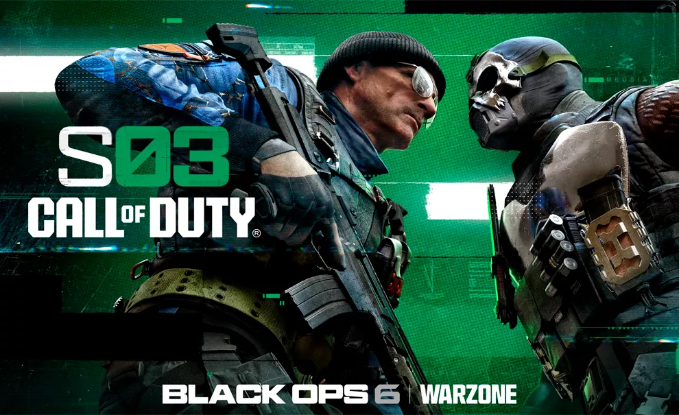 2 operadores se encarando em Black Ops 6 Temporada 03 para COD e Warzone.