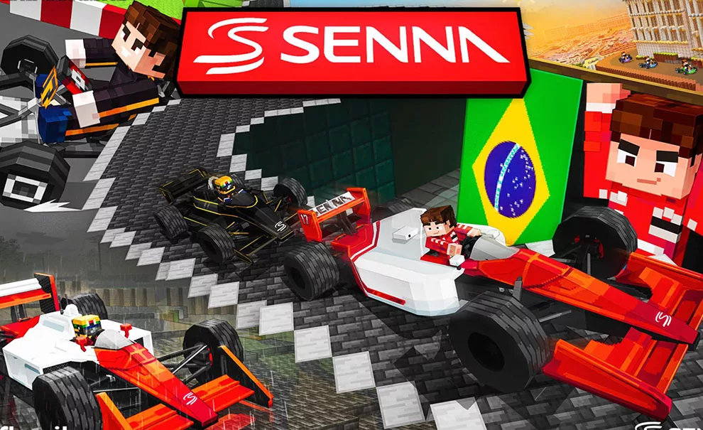 Capa da experiência com Ayrton Senna no Mincraft