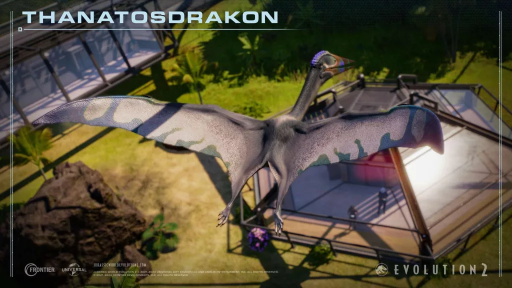 Thanatosdrakon em vôo sobre o parque.