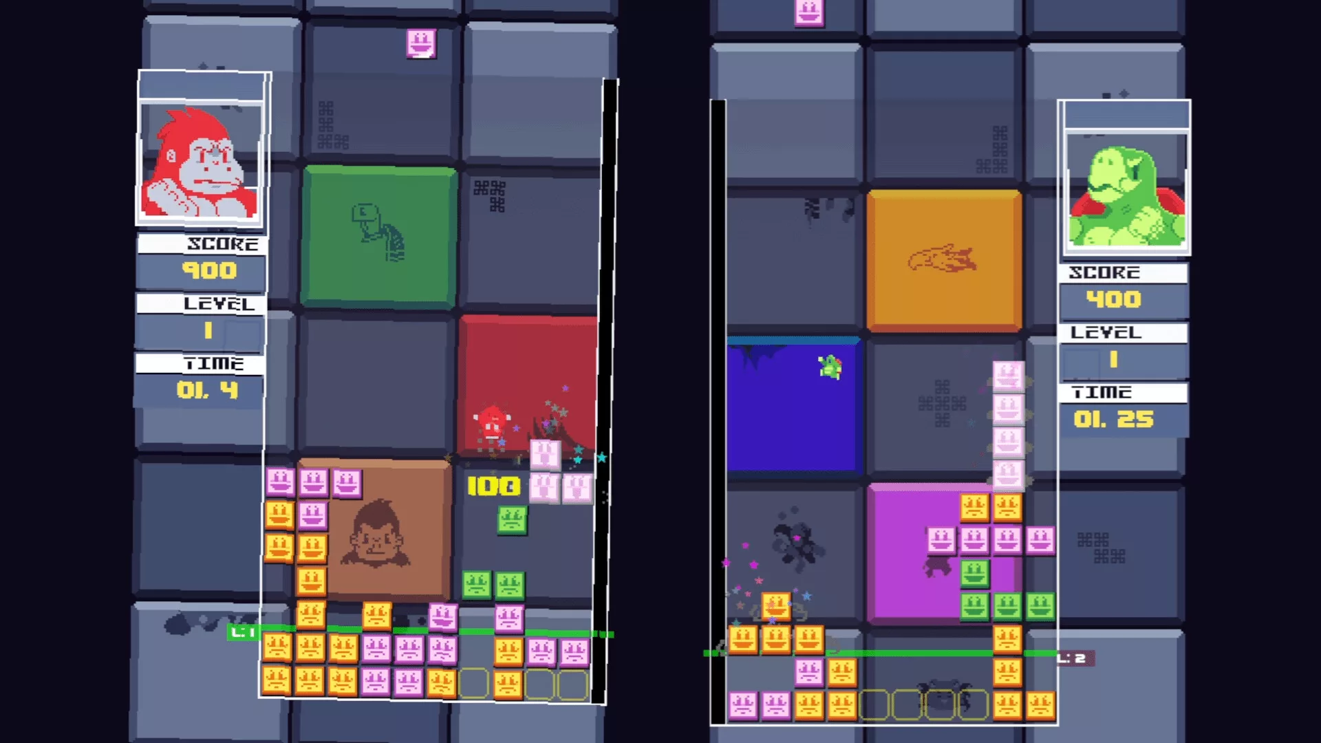Imagem de Ape Drop, jogo que mistura plataforma com tetris 