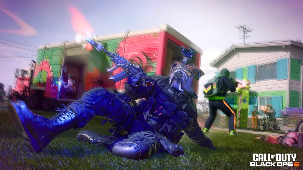 Imagem do mapa Blaze Town com operadores com skins diferentes.