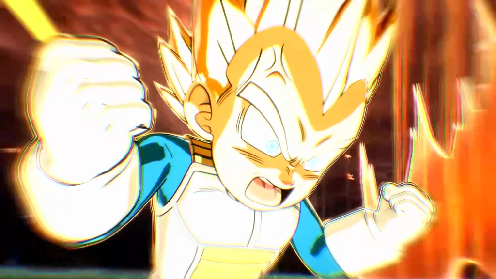 Vegeta (mini) se transformando.