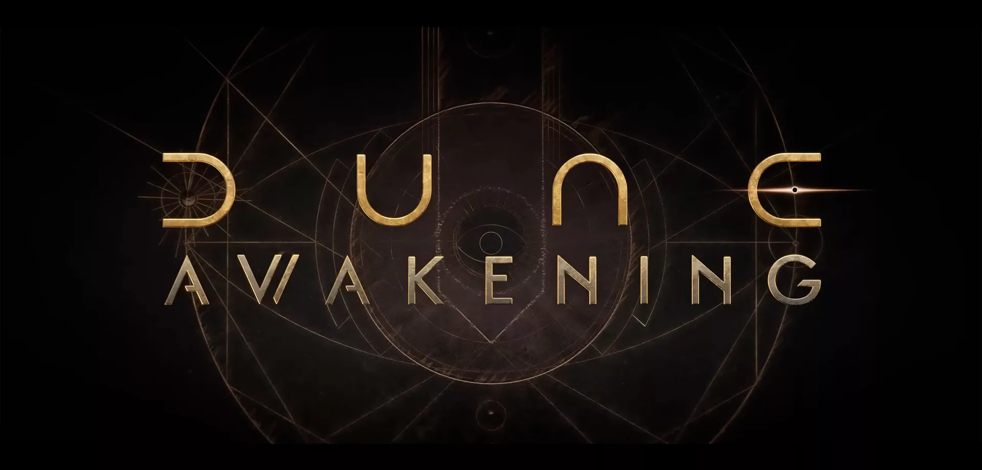 Logo de Dune Awakening com fundo estilizado.