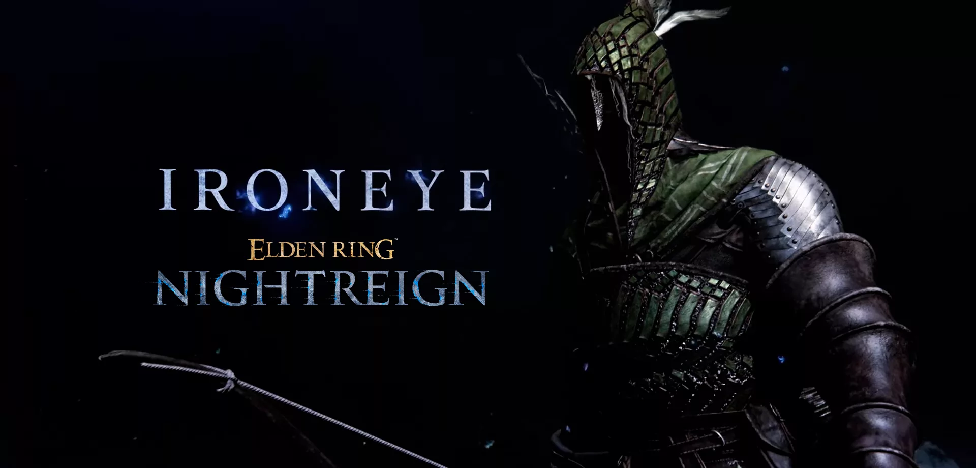 Logo de Elden Ring Nightreign e o novo personagem Olho-de-Ferro.