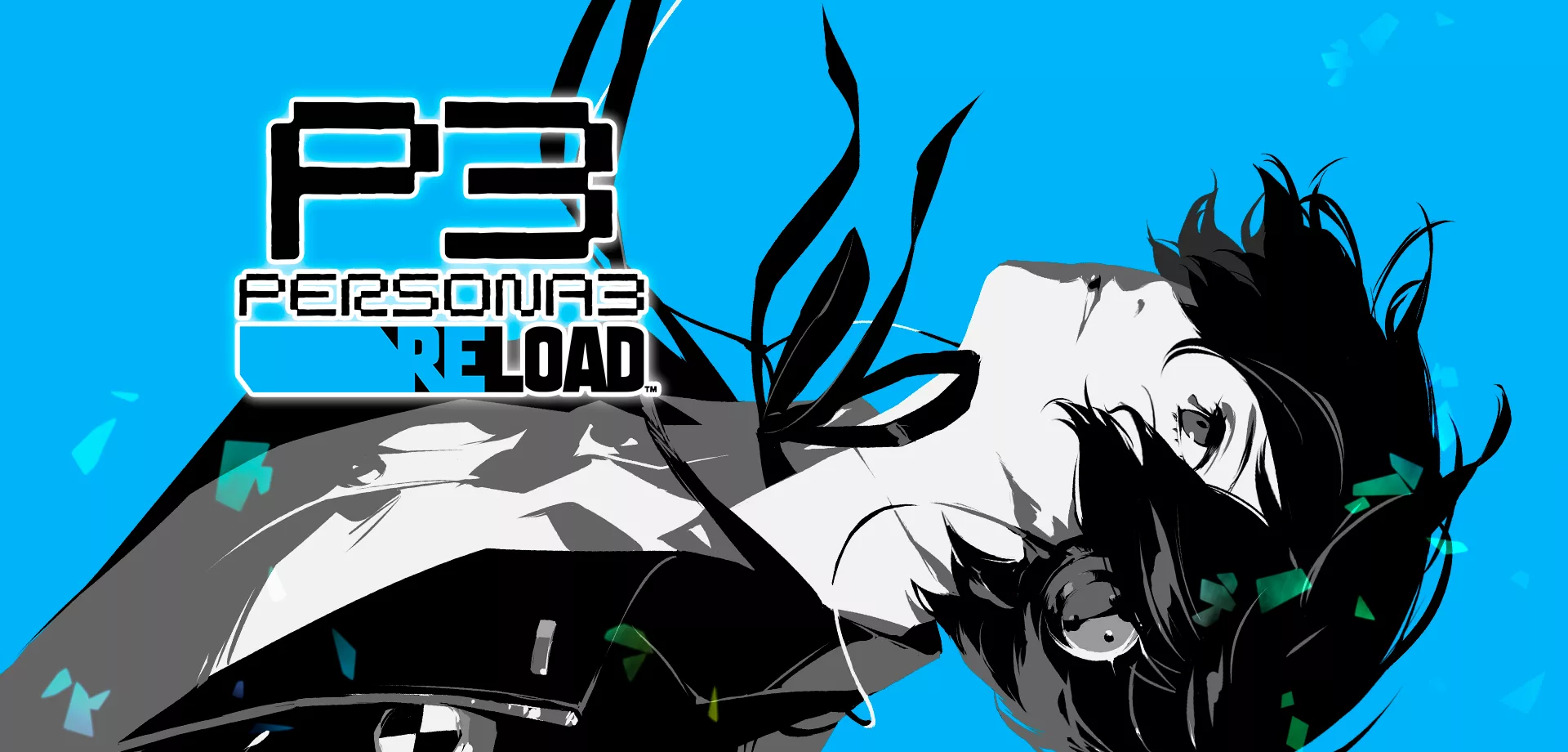 Capa de Persona 3 Reload com personagem olhando pra cima como se estivesse em queda.
