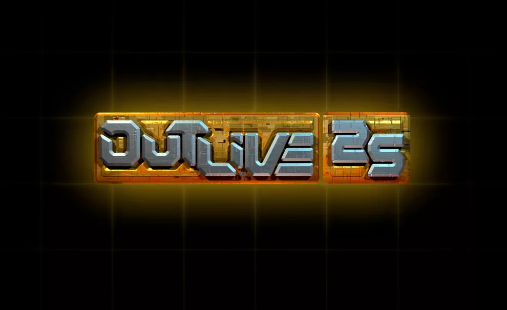 Logo de Outlive 25 sobre fundo preto.