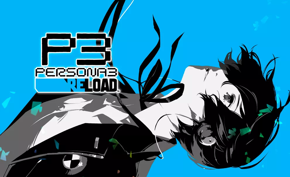 Capa de Persona 3 Reload com personagem olhando pra cima como se estivesse em queda.