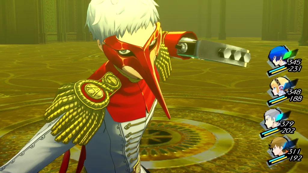 Personagem com roupa vermelha segurando um soco inglês olhando para a tela.