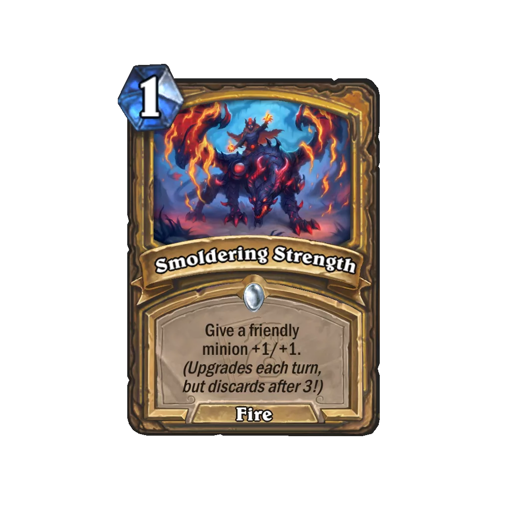 Carta Smoldering Strength com um personagem montando um dragão.