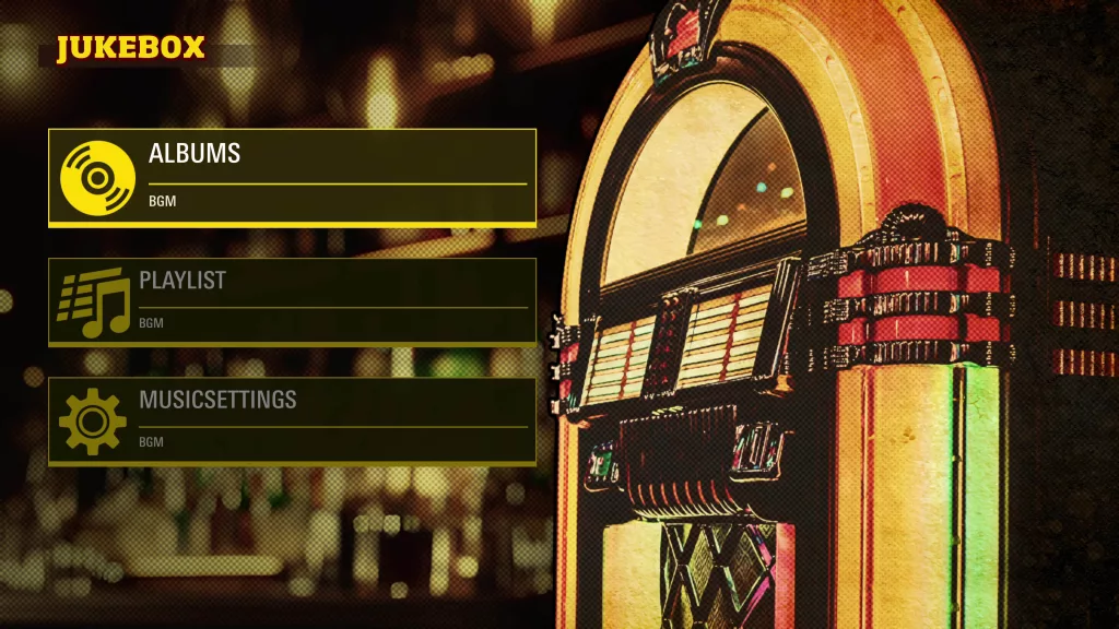 Uma jukebox para seleção de várias músicas.