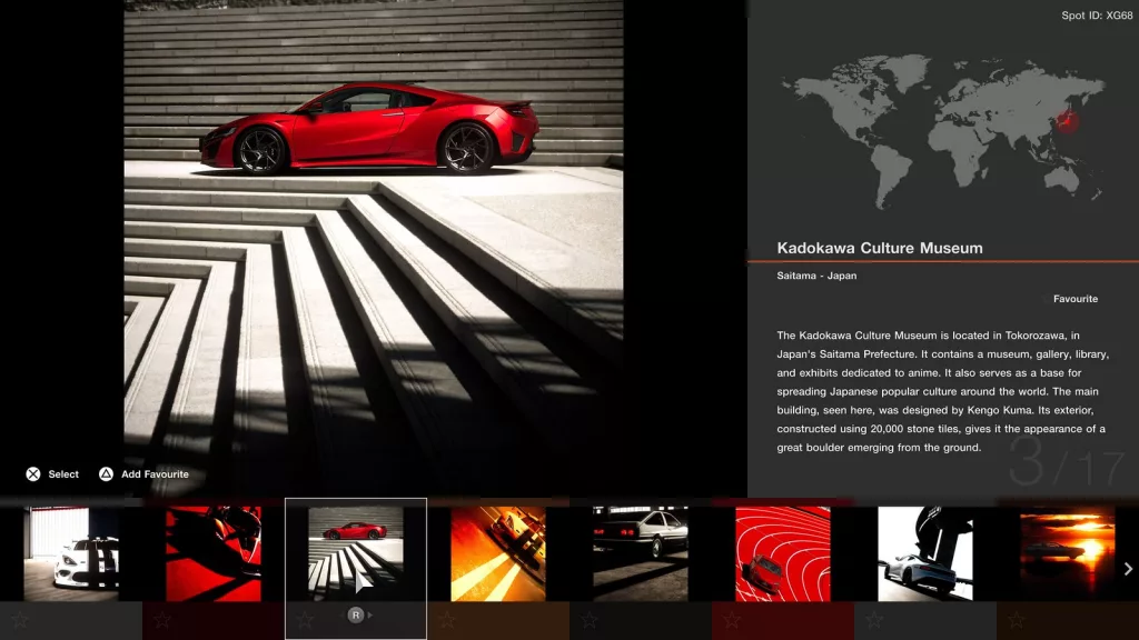 Carros e variedades de fotografias na atualização de Gran Tursimo 7.