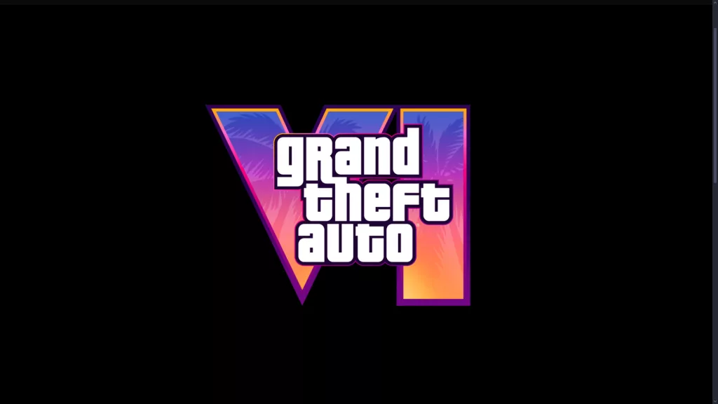 Logo de GTA 6 em fundo preto.
