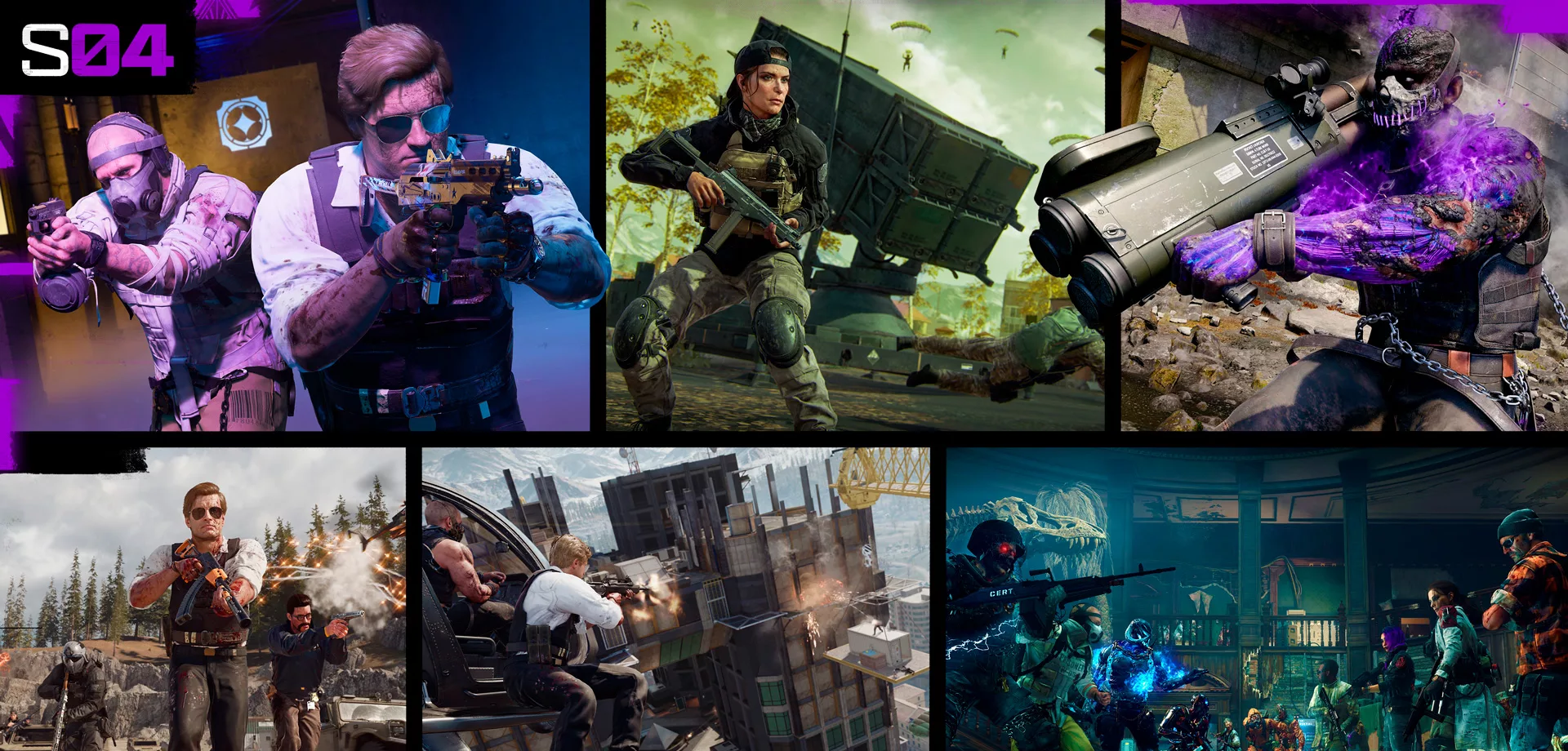 Vários personagens, itens e situações em Call of Duty Black Ops 6 Temporada 4.