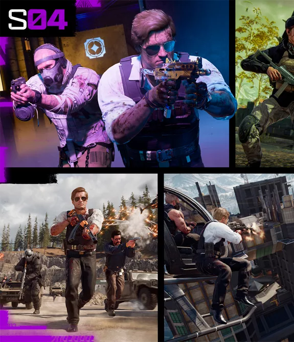 Vários personagens, itens e situações em Call of Duty Black Ops 6 Temporada 4.