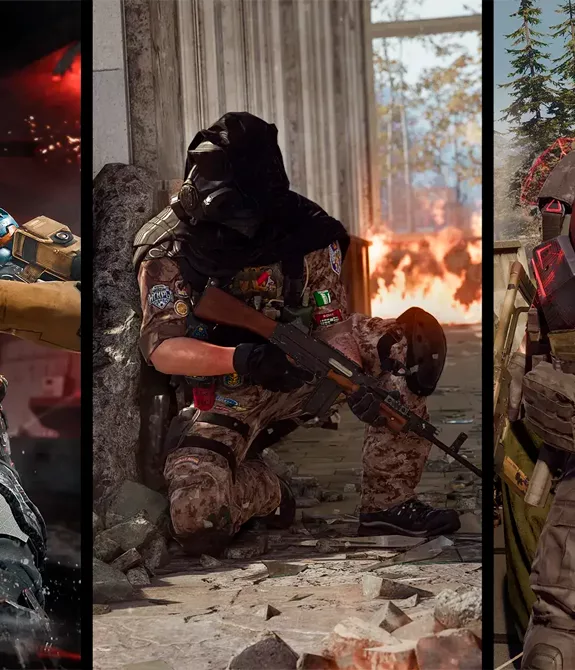 3 personagens distintos em locais seprapados em capa utilizada para falar sobre o Ricochet Anti-Cheat de COD.