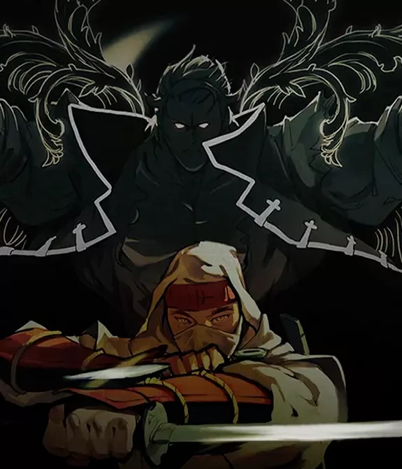 Capa de Shinobi Art of Vengeance com o protagonista Joe Musashi e o antagonista Lord Ruse em destaque.