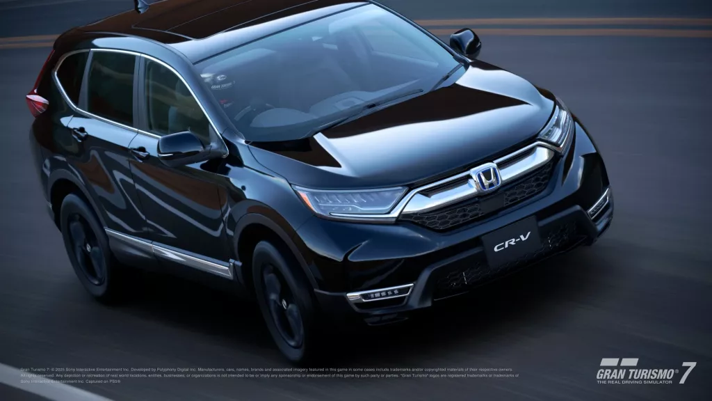 SUV híbrido Honda CR-V e:HEV EX Black Edition ’21 visto de cima e pela frente.