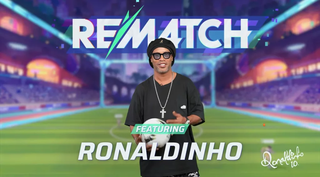 Ronaldinho Gaúcho sendo apresentado em Rematch.