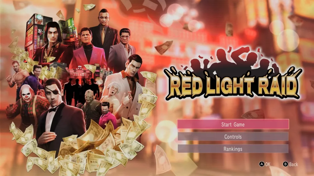 Capa do novo modo Red Light Raid com vários personagens à esquerda.