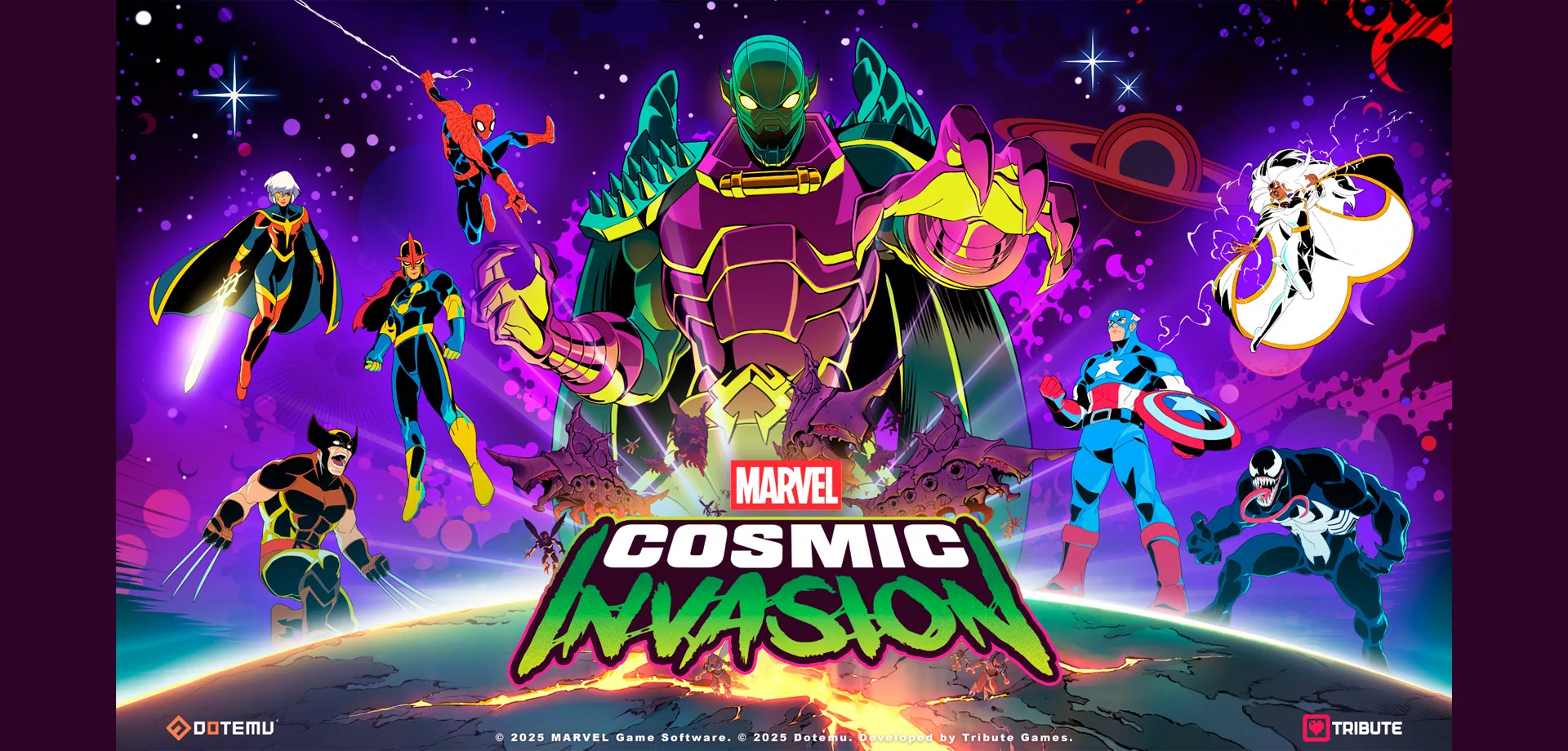 Capa de Marvel Cosmic Invasion com o Aniquilador e vários super-heróis.
