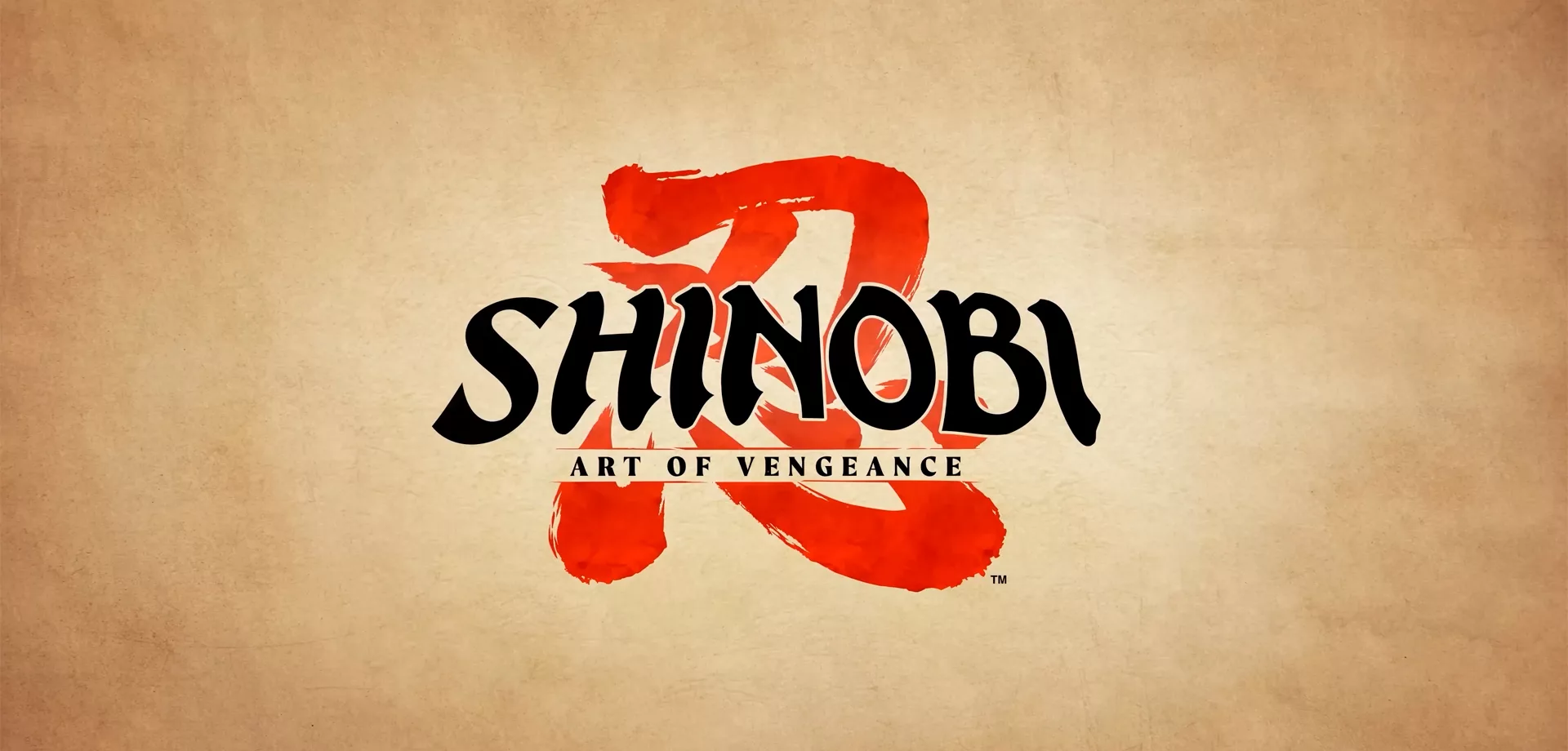 Capa de Shinobi: Art of Vengeance com fundo lembrando papiro e à frente sua logo.