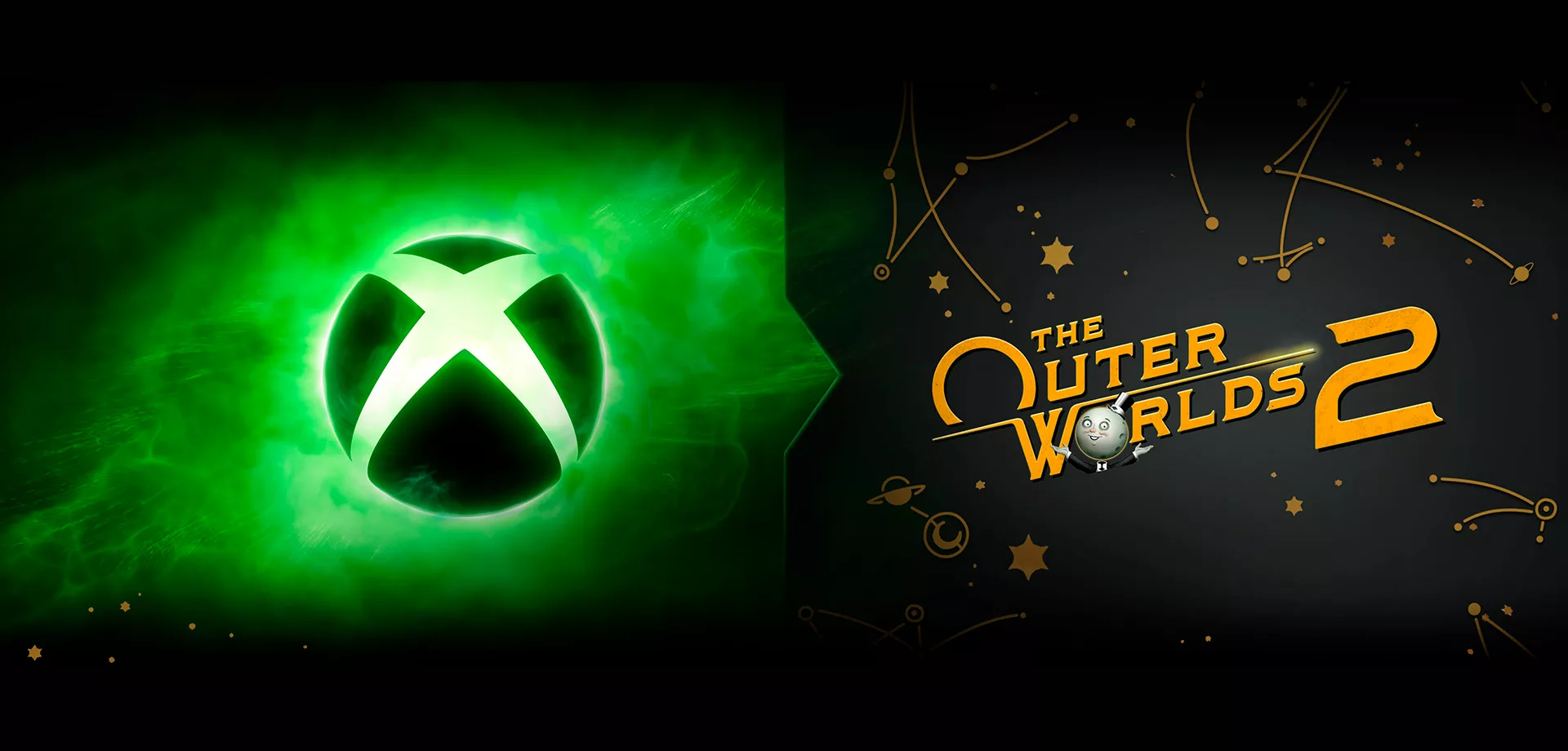 Logo da Xbox Games Showcase com destaque para The Outer Worlds 2.