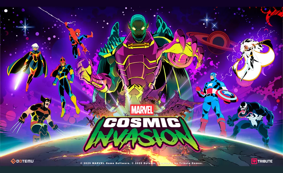 Capa de Marvel Cosmic Invasion com o Aniquilador e vários super-heróis.