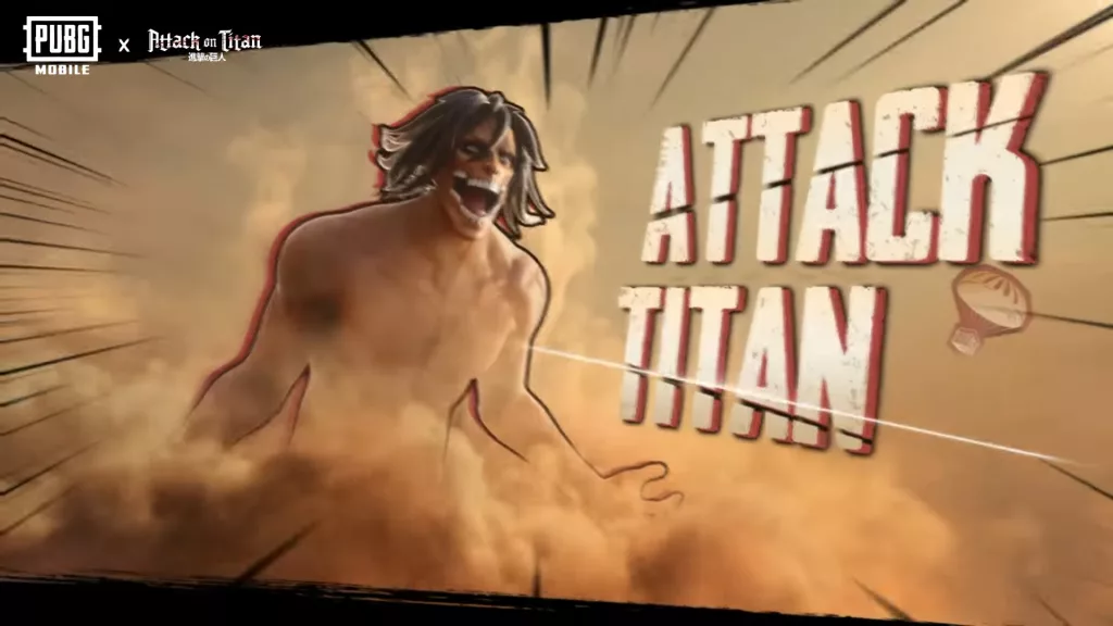 Titan de Ataque gritando e muita poeira de onde ele surgiu.