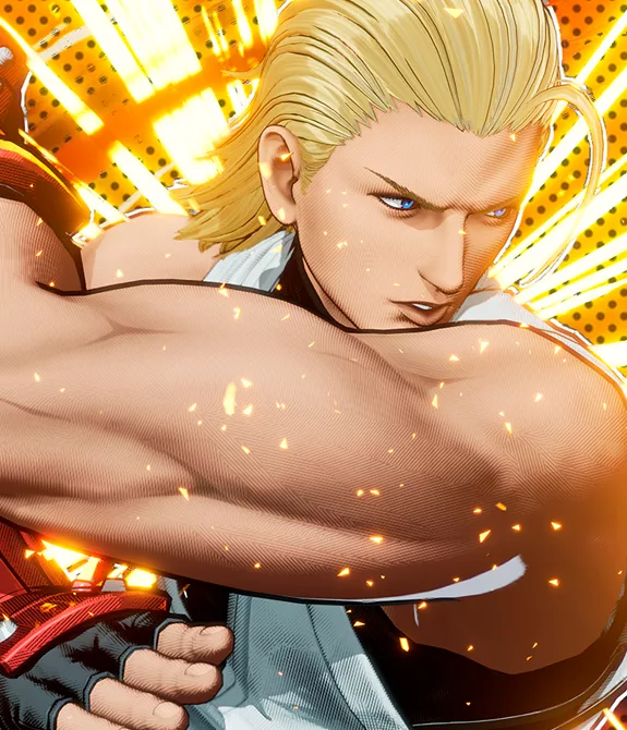 Andy Bogard em pose no jogo Fatal Fury: City of the Wolves.