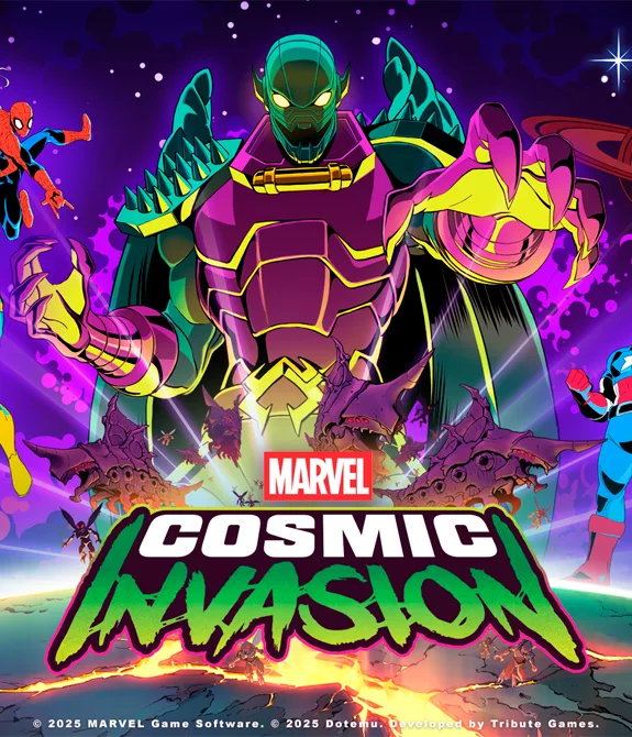 Capa de Marvel Cosmic Invasion com o Aniquilador e vários super-heróis.
