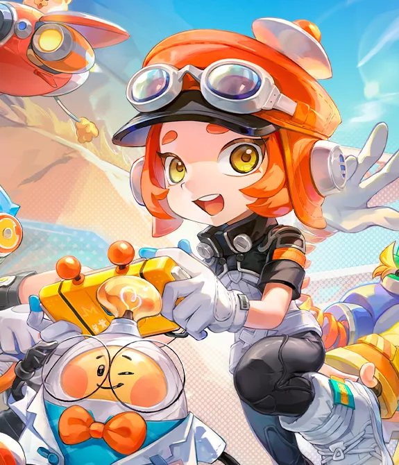 Membra da equipe de Popucom e seus equipamentos, além de alguns mascotes.
