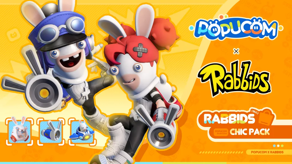 Imagem de 2 Rabbids com roupas no estilo POPUCOM.