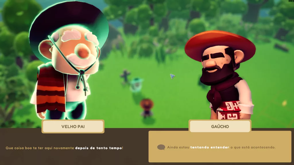 Imagem in-game do início, onde vc fala com teu Velho Pai em espírito.