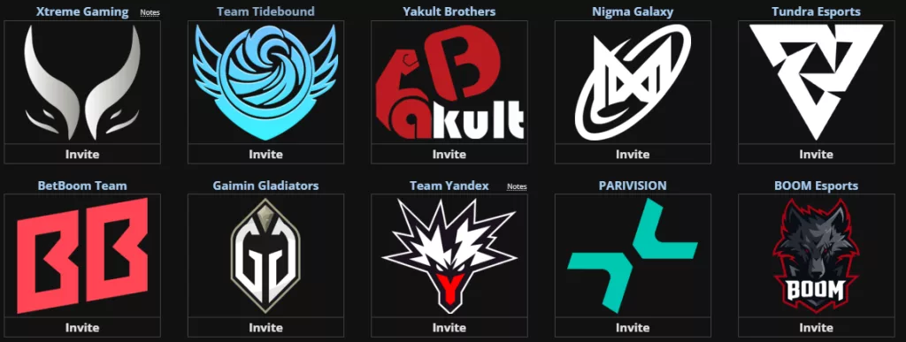 Logos dos 10 times participantes do torneio.