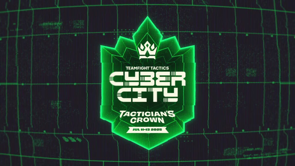 Logo do Teamfight Tatics Cybercity, torneio entre 11 e 13 de julho de 2025.