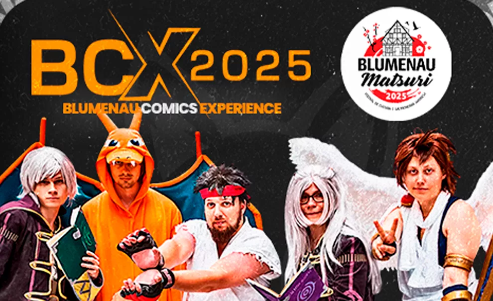 Capa da Blumenau Comics Experience 2025, poster oficial.