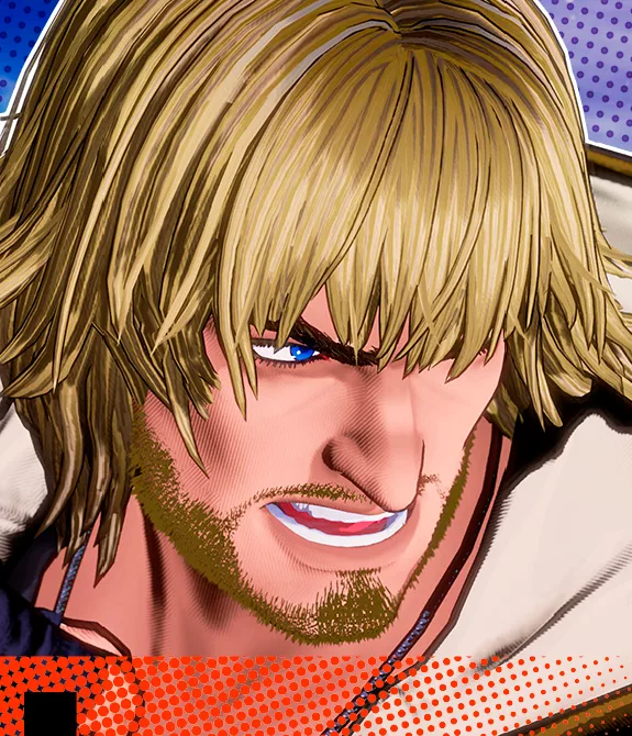 Ken Masters fazendo pose de luta com punha cerrado próximo ao rosto em Fatal Fury: City of the Wolves.