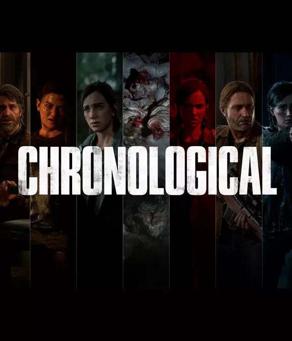 Personagens de The Last of Us Part II ao fundo e a palavra Chronological à frente.