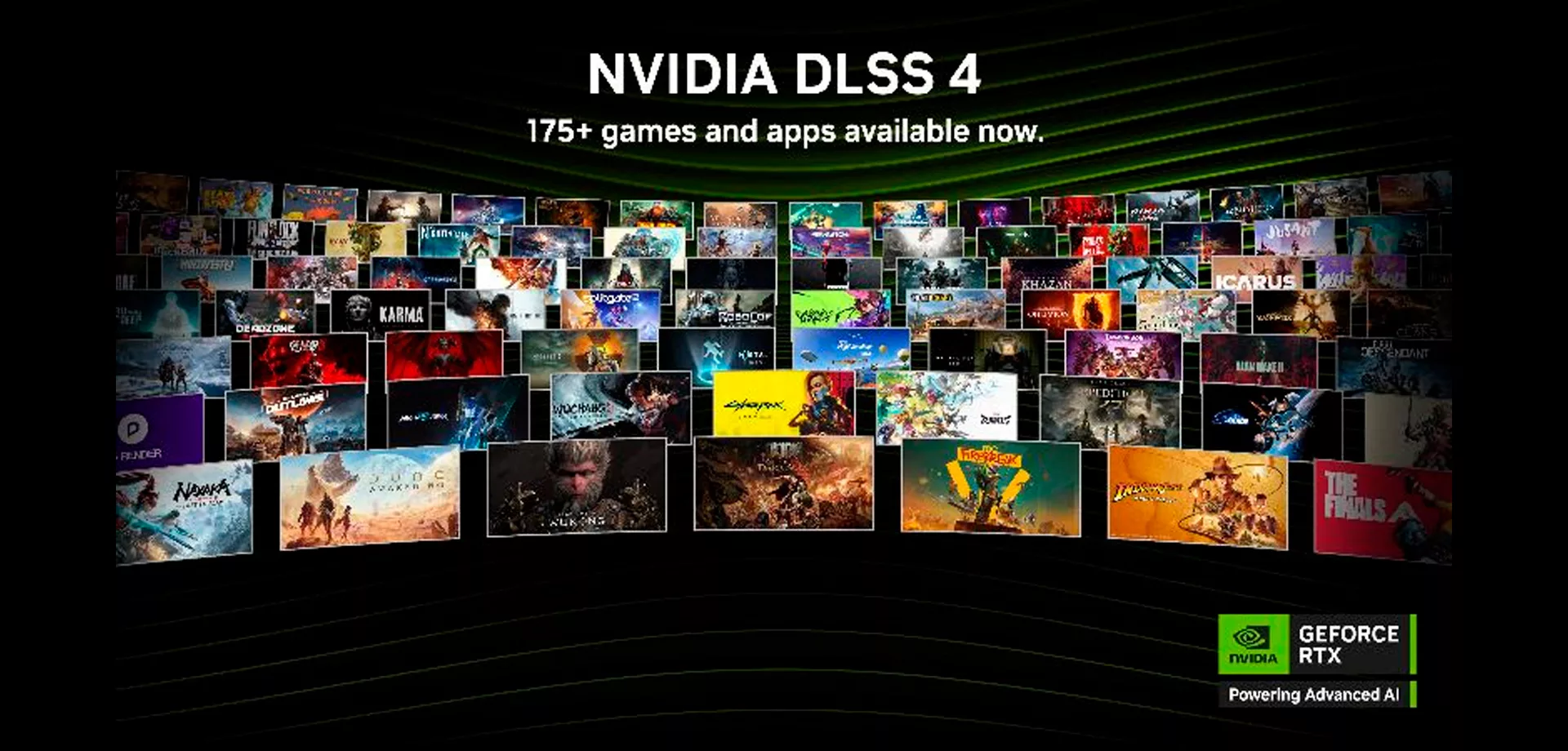 Várias capas de jogos que possuem a tecnologia NVIDIA DLSS 4.
