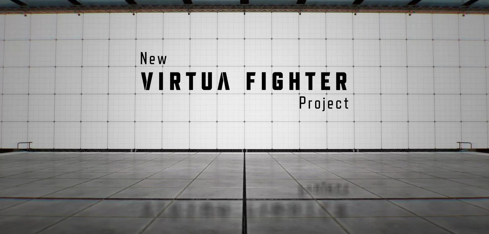 Tela do fundo do estágio de treinamento com os dizeres New Virtua Fighter Project.