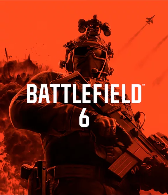 Capa de Battlefield 6 na versão Phantom Edition com soldado Pa frente, aviões passando e uma explosão ao fundo, tudo nas cores vermelho e preto.