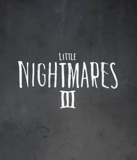 Capa com tons de preto e cinza e a escrita Little Nightmares 3 no centro.